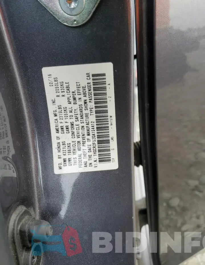 1HGCR2F52GA154412 Photo# 12