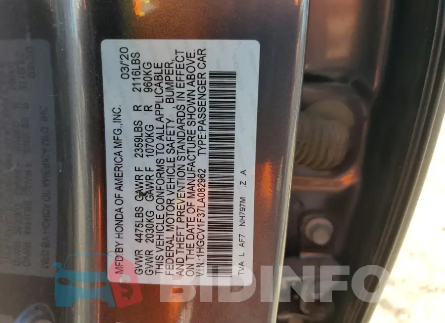 1HGCV1F37LA082962 Photo# 13