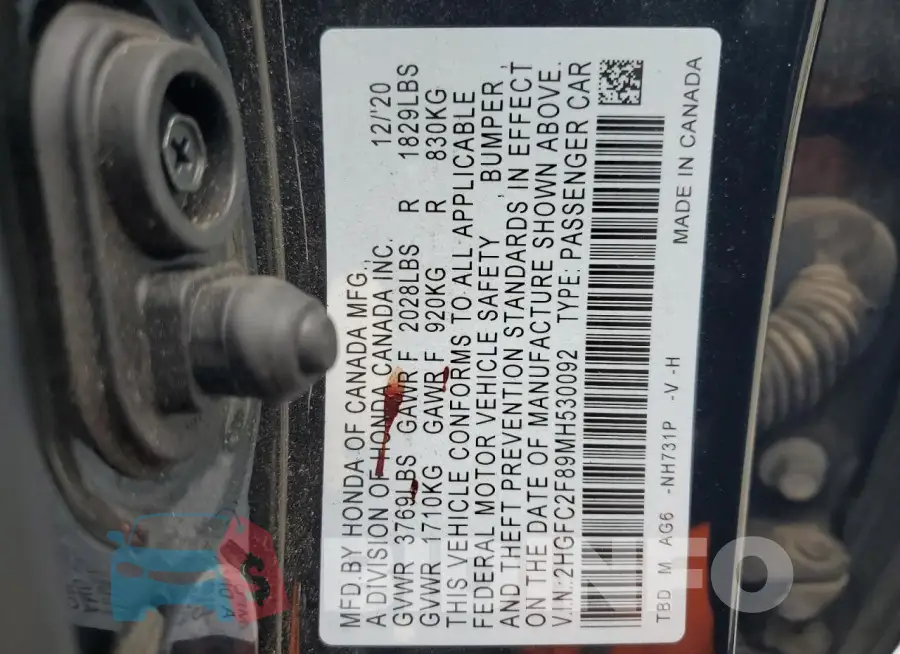 2HGFC2F89MH530092 Photo# 12