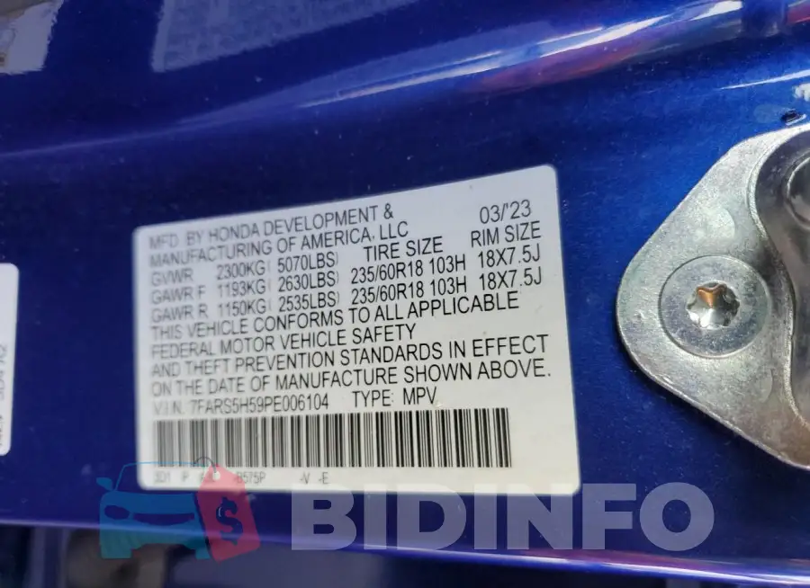 7FARS5H59PE006104 Photo# 13