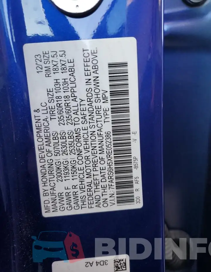 7FARS6H5XRE052386 Photo# 13