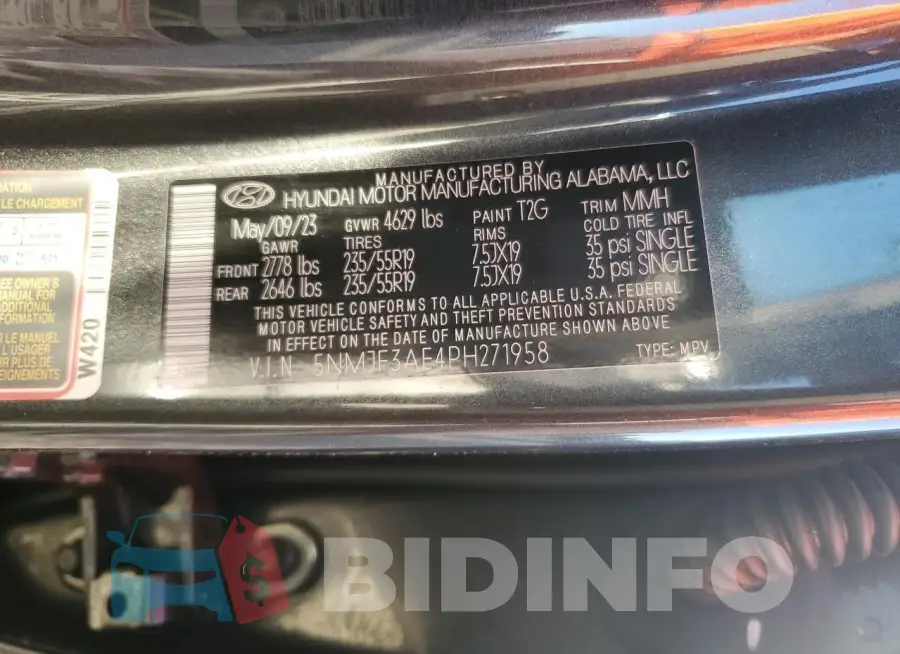5NMJF3AE4PH271958 Photo# 14