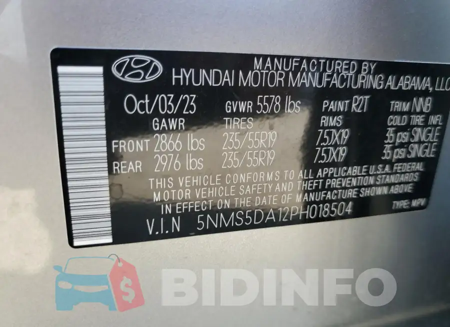 5NMS5DA12PH018504 Photo# 13