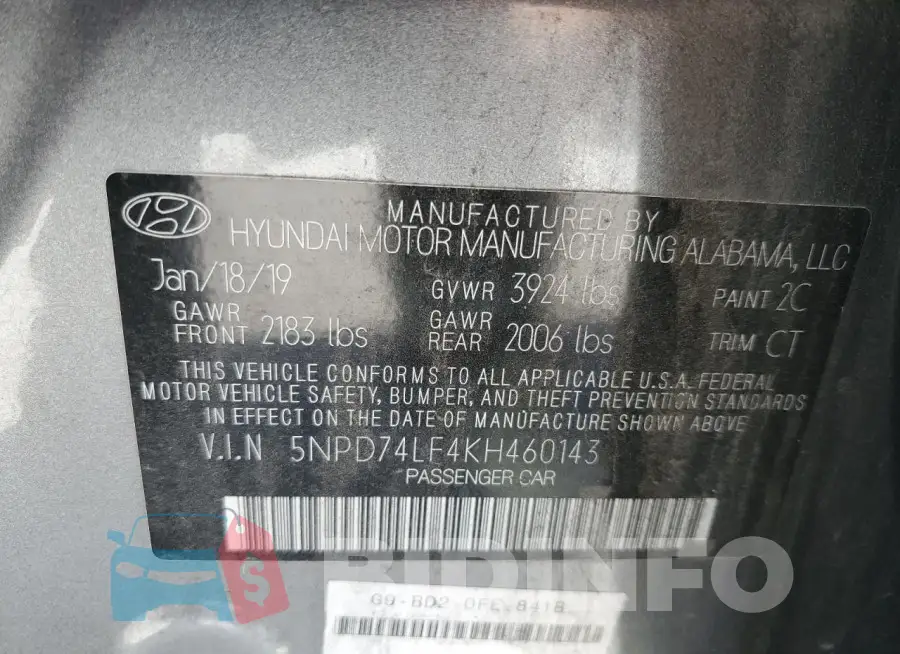 5NPD74LF4KH460143 Photo# 13