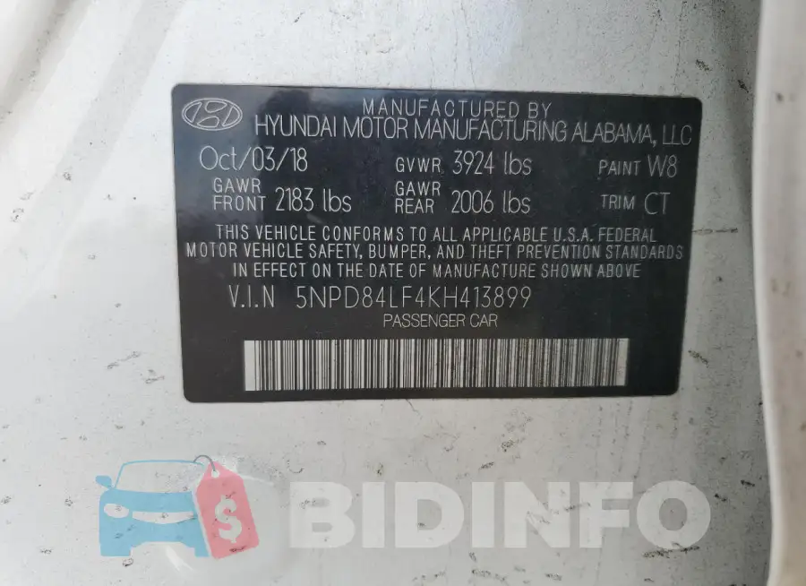 5NPD84LF4KH413899 Photo# 12