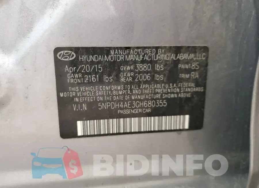 5NPDH4AE3GH680355 Photo# 12
