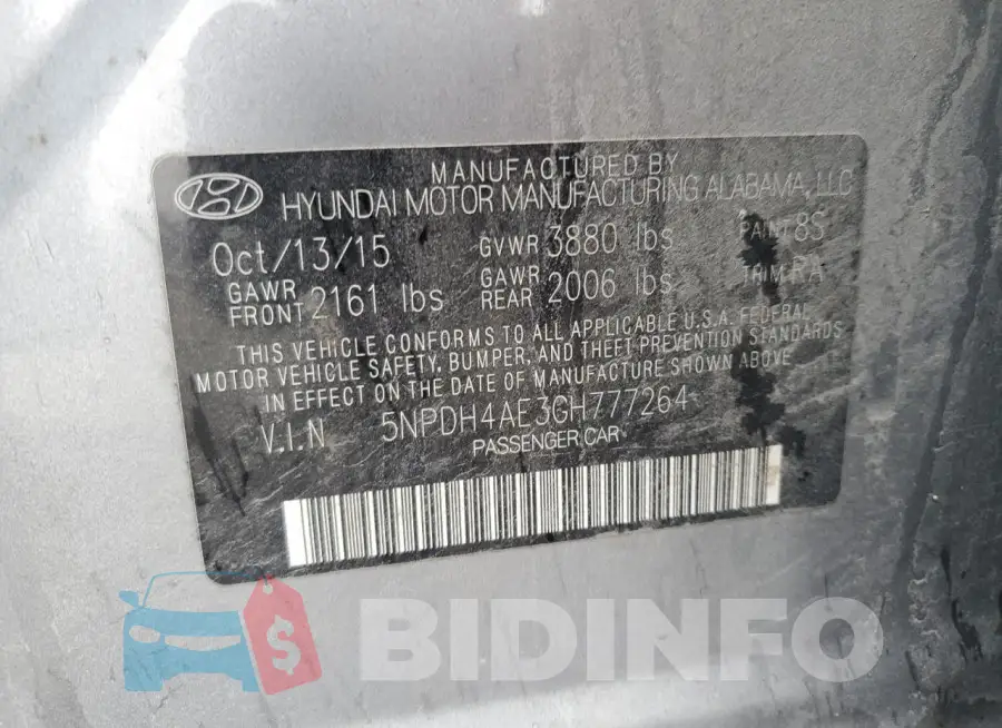 5NPDH4AE3GH777264 Photo# 12