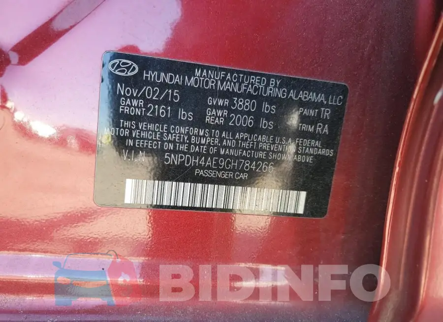 5NPDH4AE9GH784266 Photo# 12