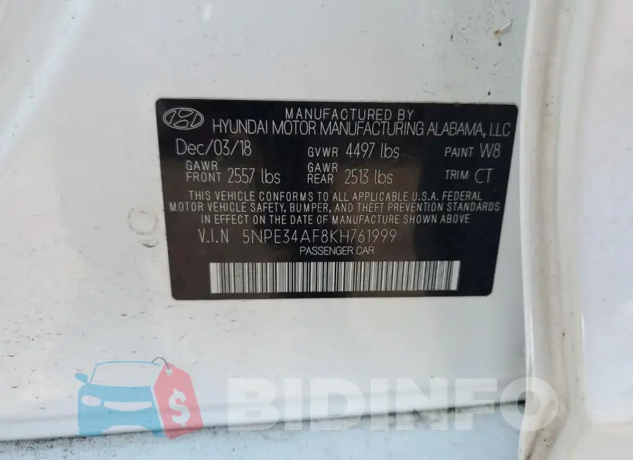 5NPE34AF8KH761999 Photo# 12