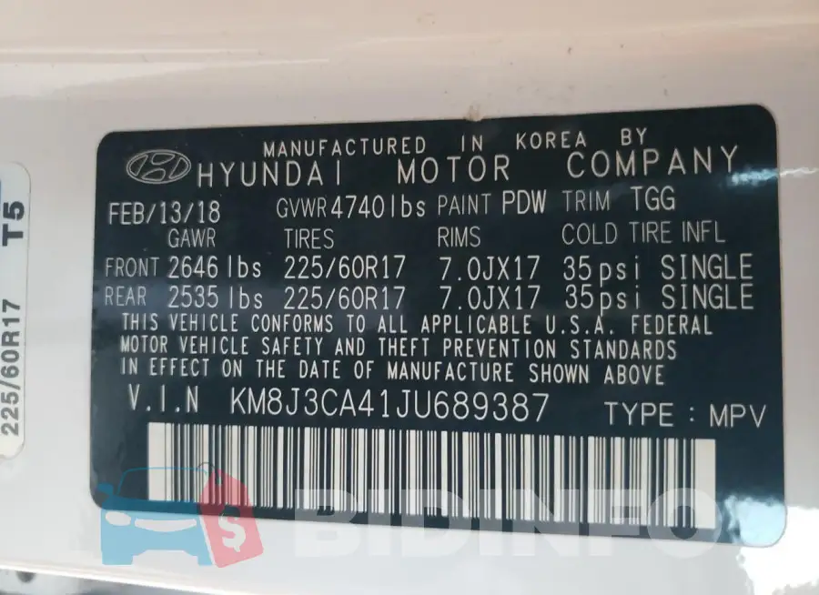 KM8J3CA41JU689387 Photo# 13