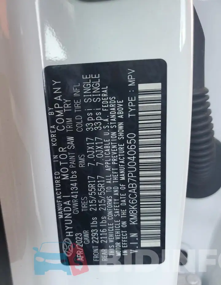 KM8K6CAB7PU040650 Photo# 12