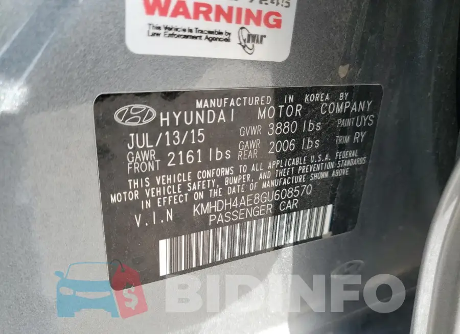 KMHDH4AE8GU608570 Photo# 12