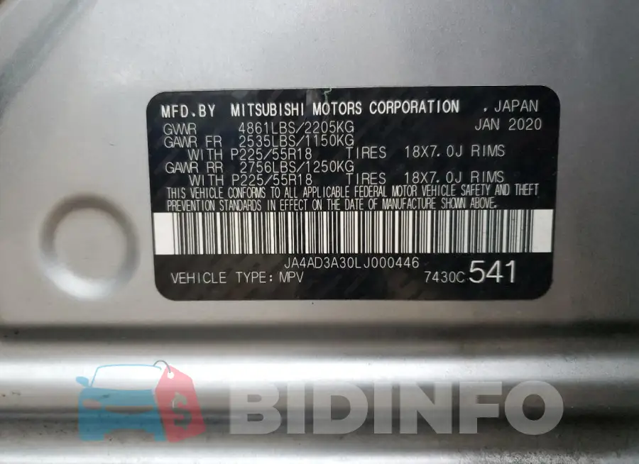 JA4AD3A30LJ000446 Photo# 13