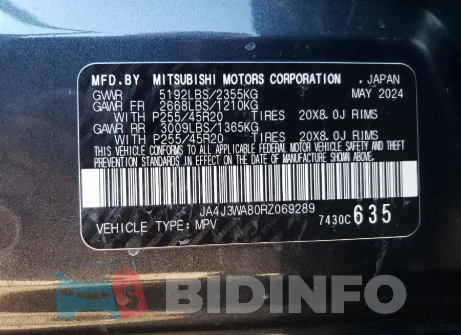 JA4J3WA80RZ069289 Photo# 12