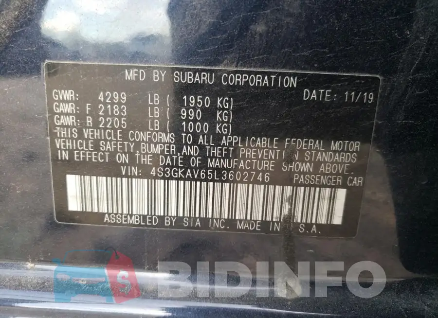 4S3GKAV65L3602746 Photo# 12