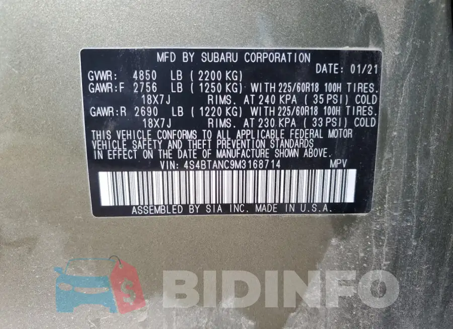 4S4BTANC9M3168714 Photo# 12