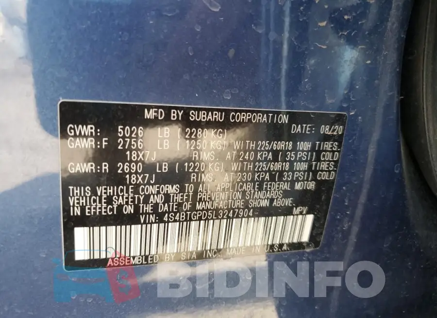 4S4BTGPD5L3247904 Photo# 13