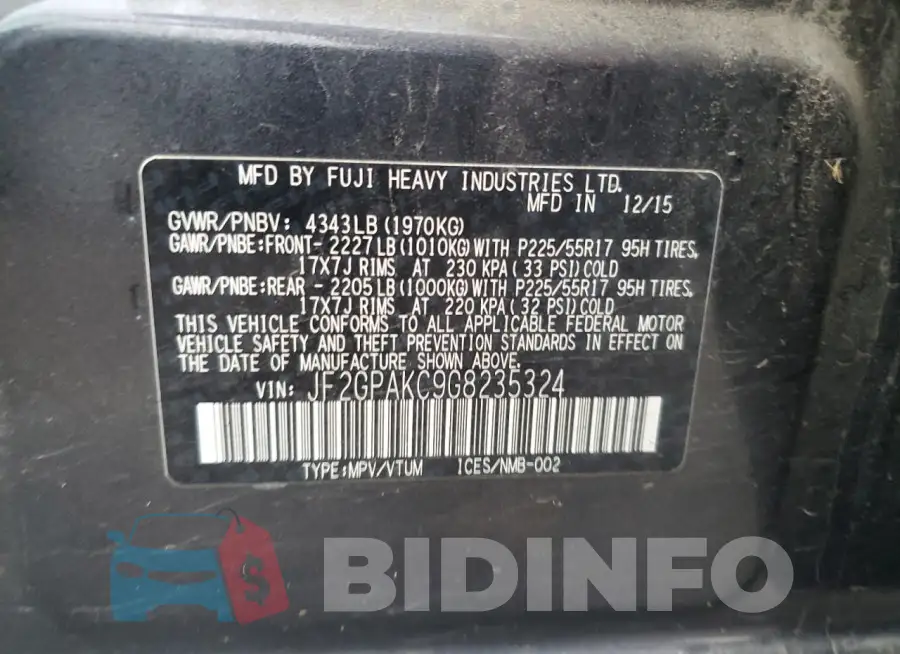JF2GPAKC9G8235324 Photo# 13