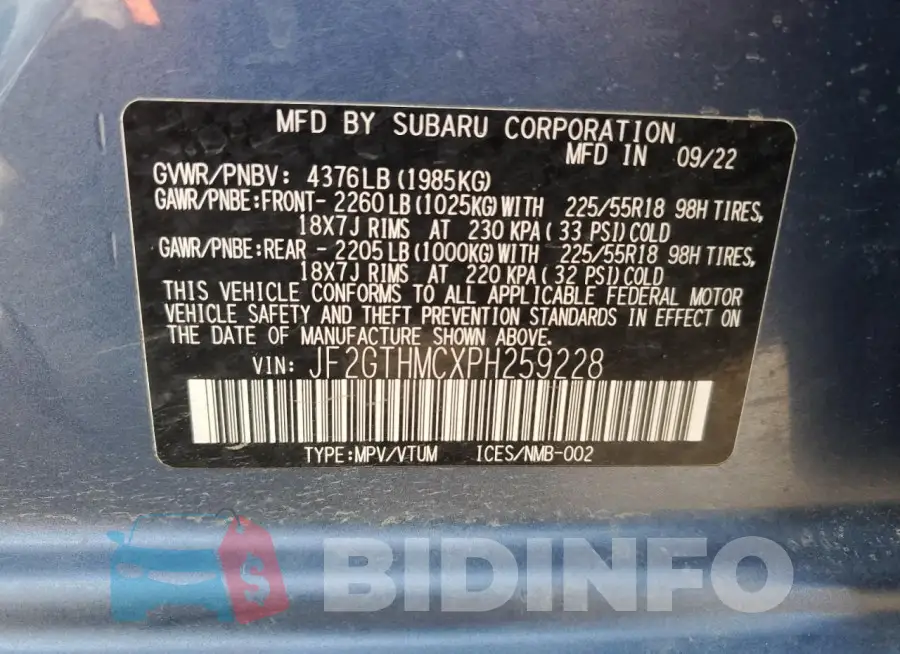 JF2GTHMCXPH259228 Photo# 13