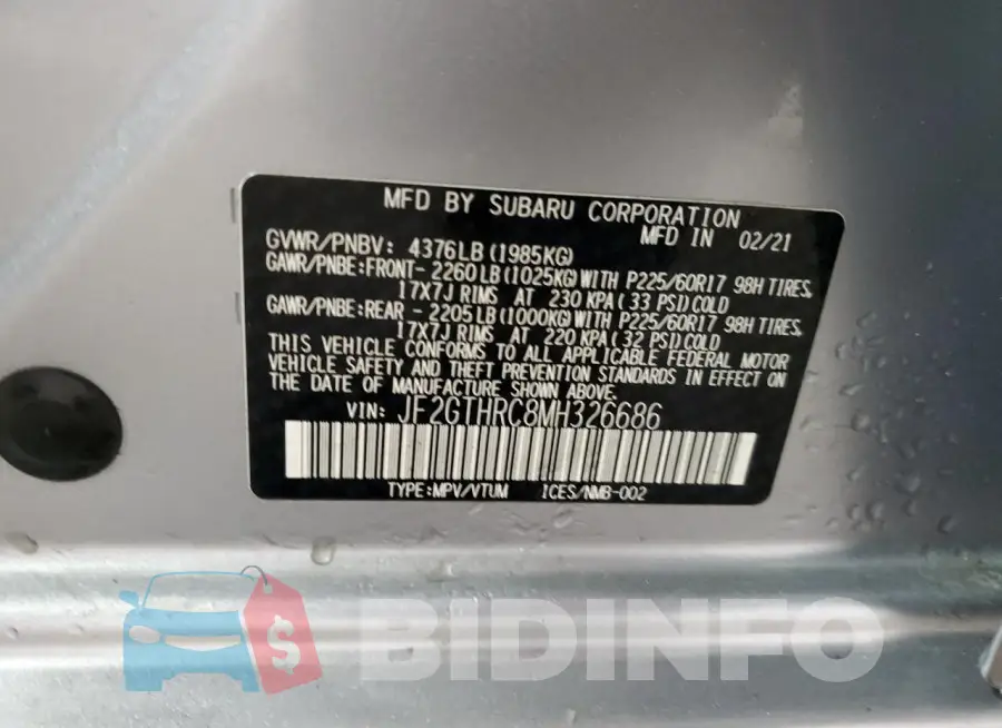 JF2GTHRC8MH326686 Photo# 13