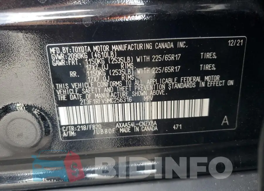 2T3F1RFV9MC256316 Photo# 13
