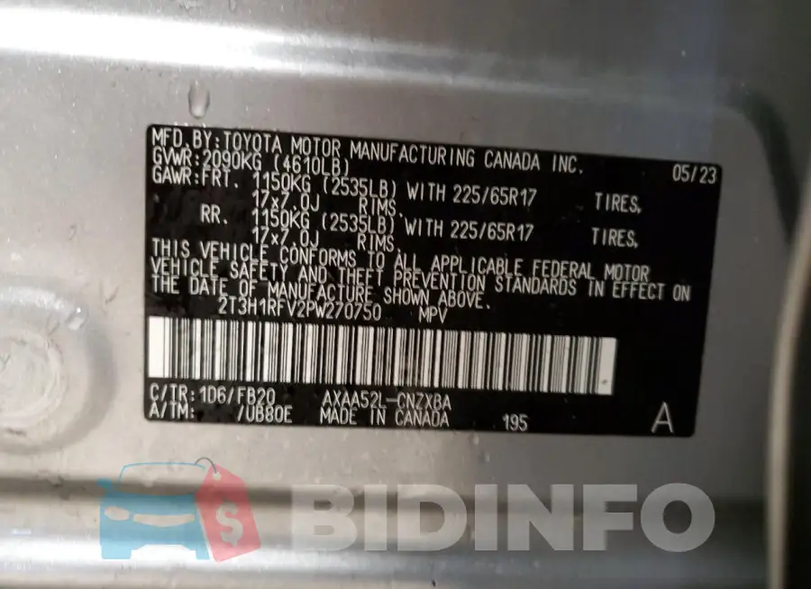 2T3H1RFV2PW270750 Photo# 13