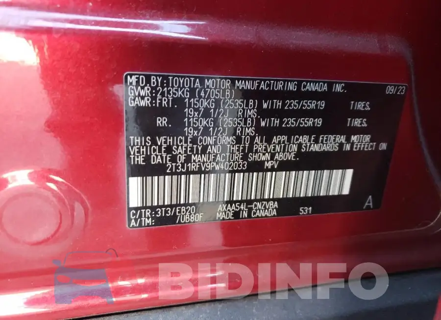 2T3J1RFV9PW402033 Photo# 13