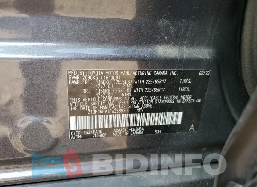 2T3P1RFV1PW358930 Photo# 13