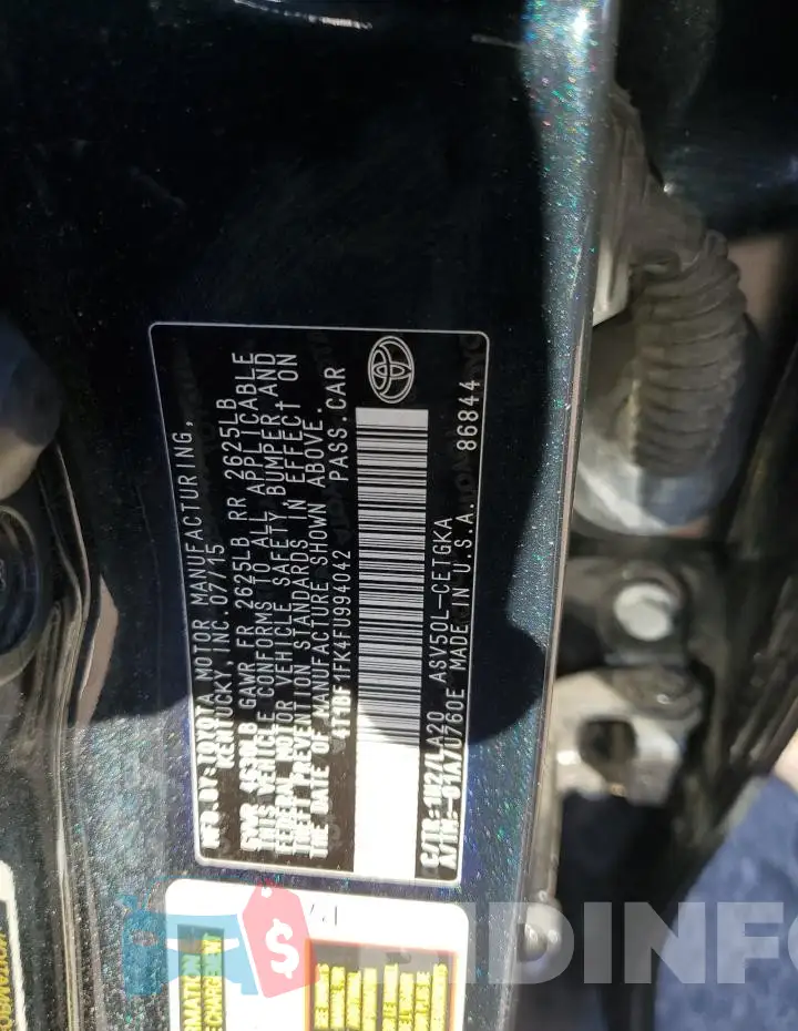 4T1BF1FK4FU994042 Photo# 12