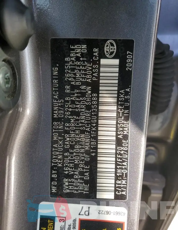 4T1BF1FK4GU135888 Photo# 12