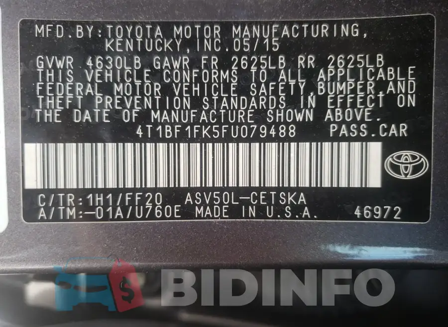 4T1BF1FK5FU079488 Photo# 10