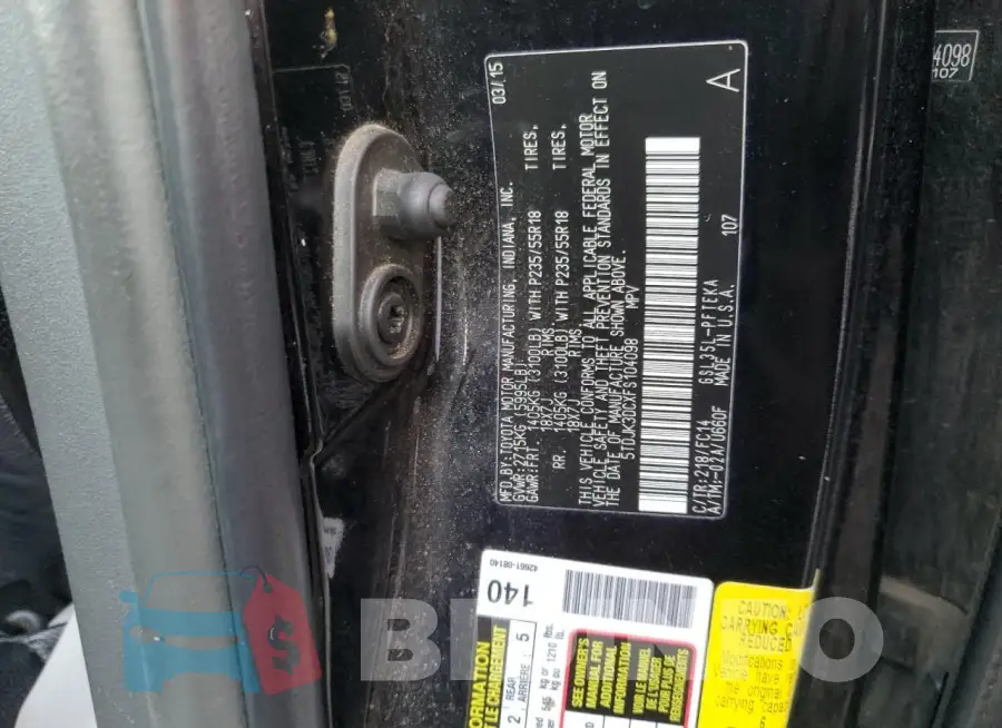 5TDJK3DCXFS104098 Photo# 13