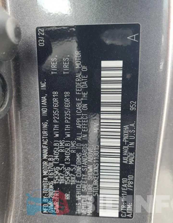 5TDJRKECXNS113015 Photo# 13