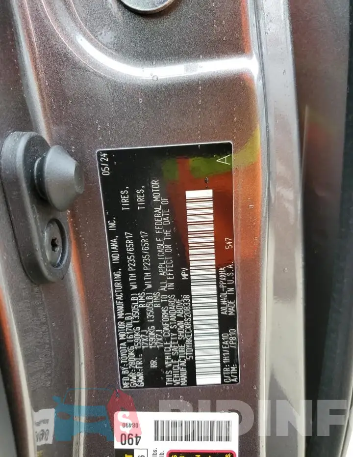 5TDYRKECXRS208338 Photo# 14