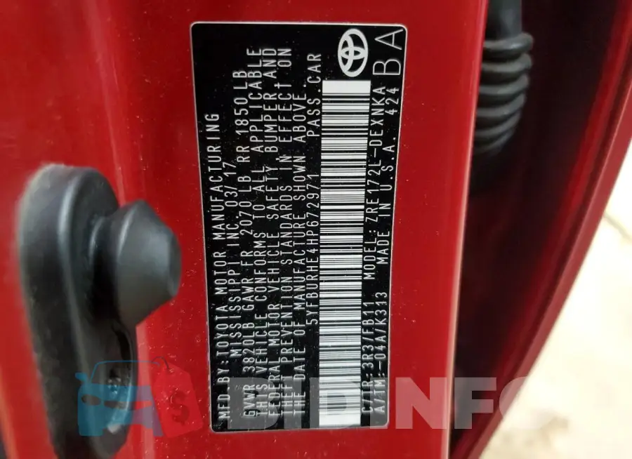 5YFBURHE4HP672971 Photo# 12