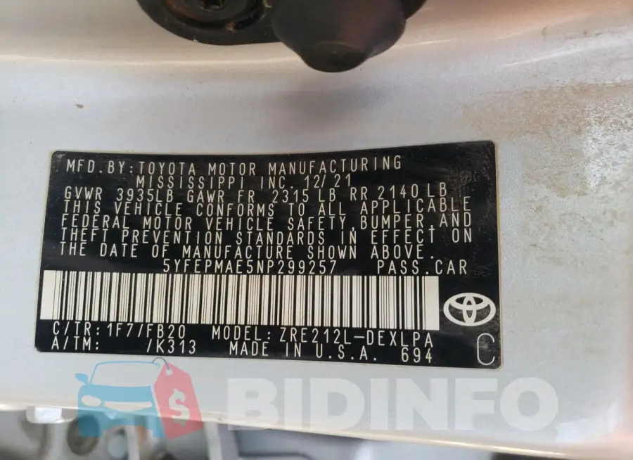 5YFEPMAE5NP299257 Photo# 12