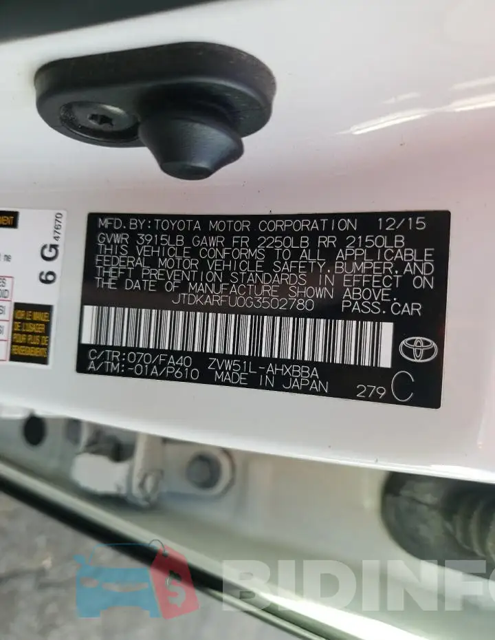 JTDKARFU0G3502780 Photo# 12