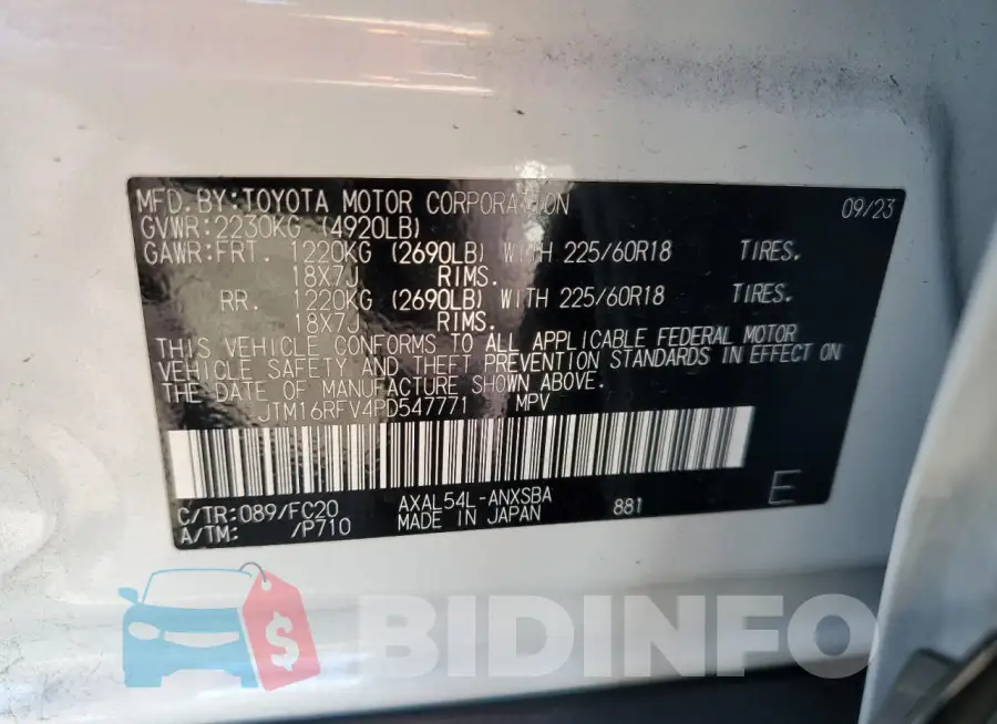 JTM16RFV4PD547771 Photo# 13