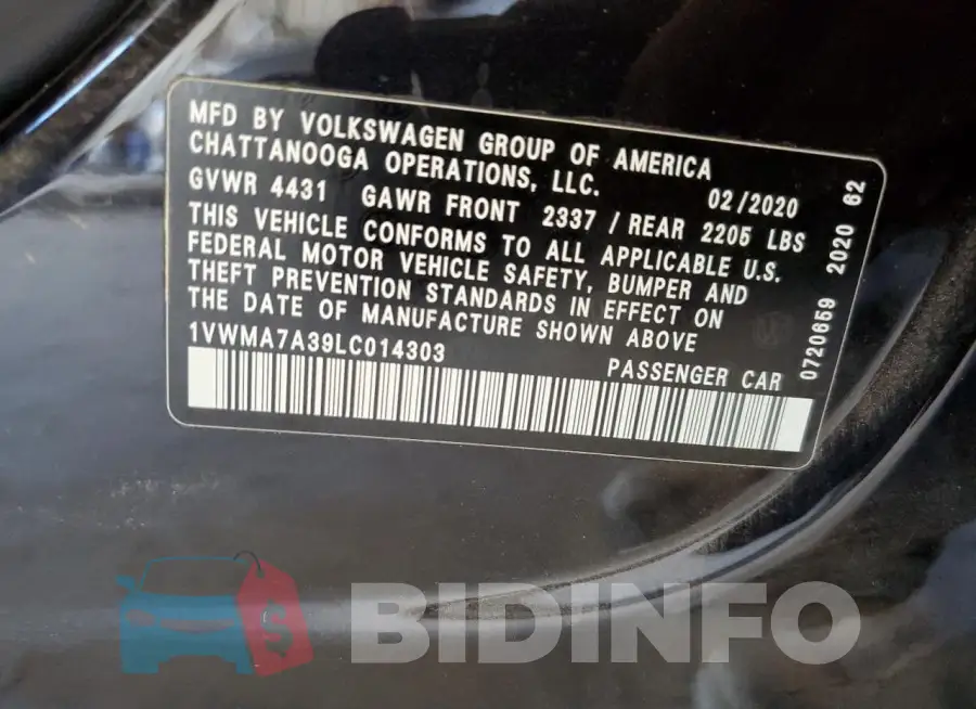 1VWMA7A39LC014303 Photo# 12
