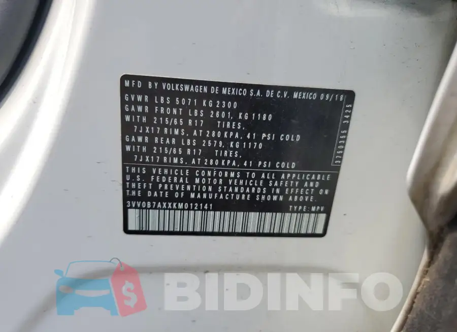 3VV0B7AXXKM012141 Photo# 13