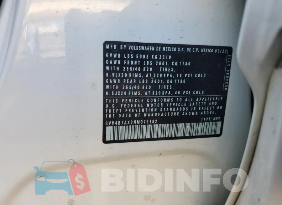 3VV4B7AX2NM079192 Photo# 12