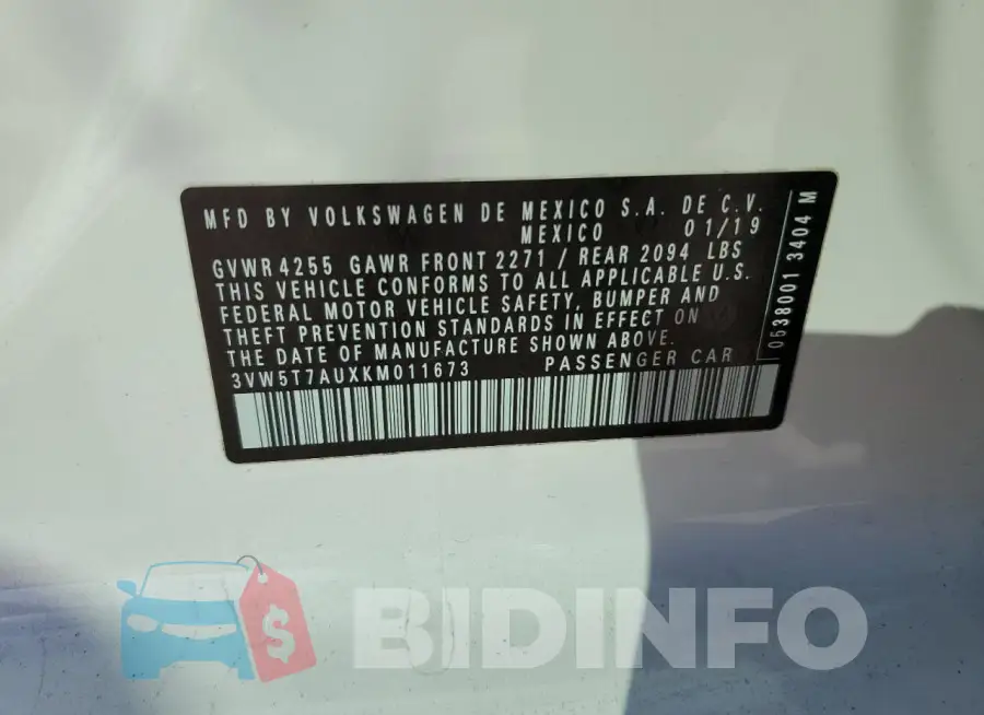 3VW5T7AUXKM011673 Photo# 12