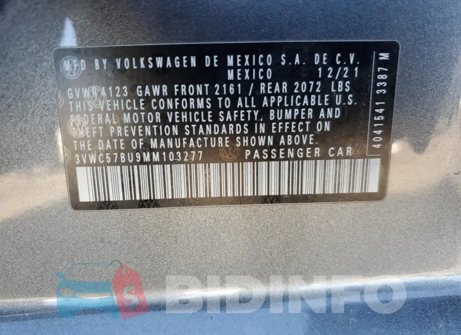 3VWC57BU9MM103277 Photo# 12
