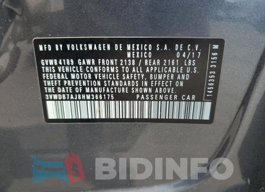 3VWDB7AJ8HM366175 Photo# 12