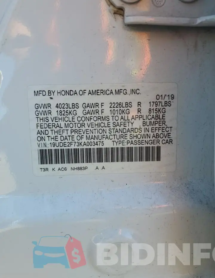 19UDE2F73KA003475 Photo# 12