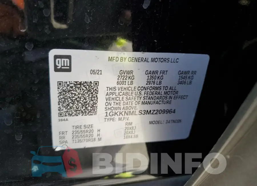 1GKKNMLS3MZ209964 Photo# 13