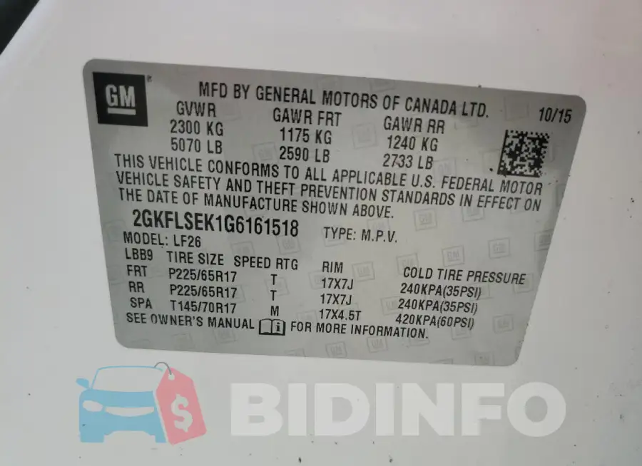 2GKFLSEK1G6161518 Photo# 14