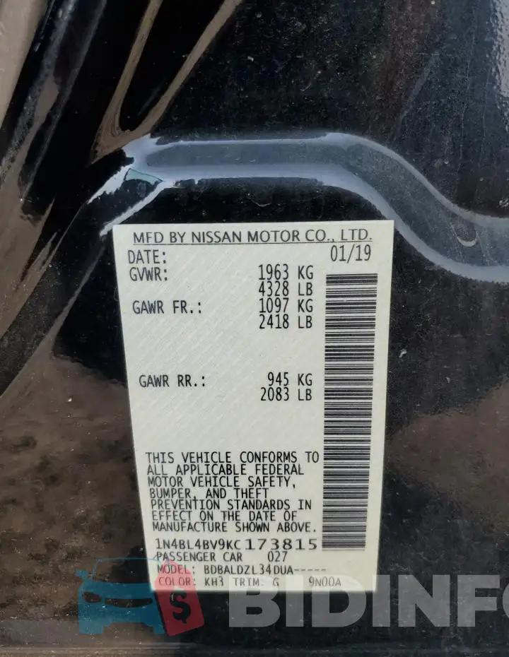 1N4BL4BV9KC173815 Photo# 12