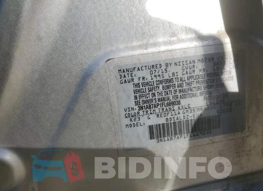 3N1AB7AP1FL669038 Photo# 13