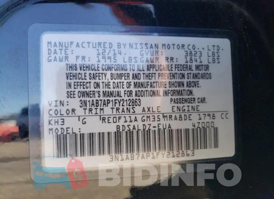 3N1AB7AP1FY212863 Photo# 12
